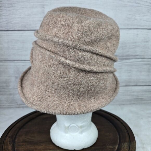 Scala Handmade Women's Knit Stacked Hat Tan Size OS 100% Wool Rose - Picture 4 of 8